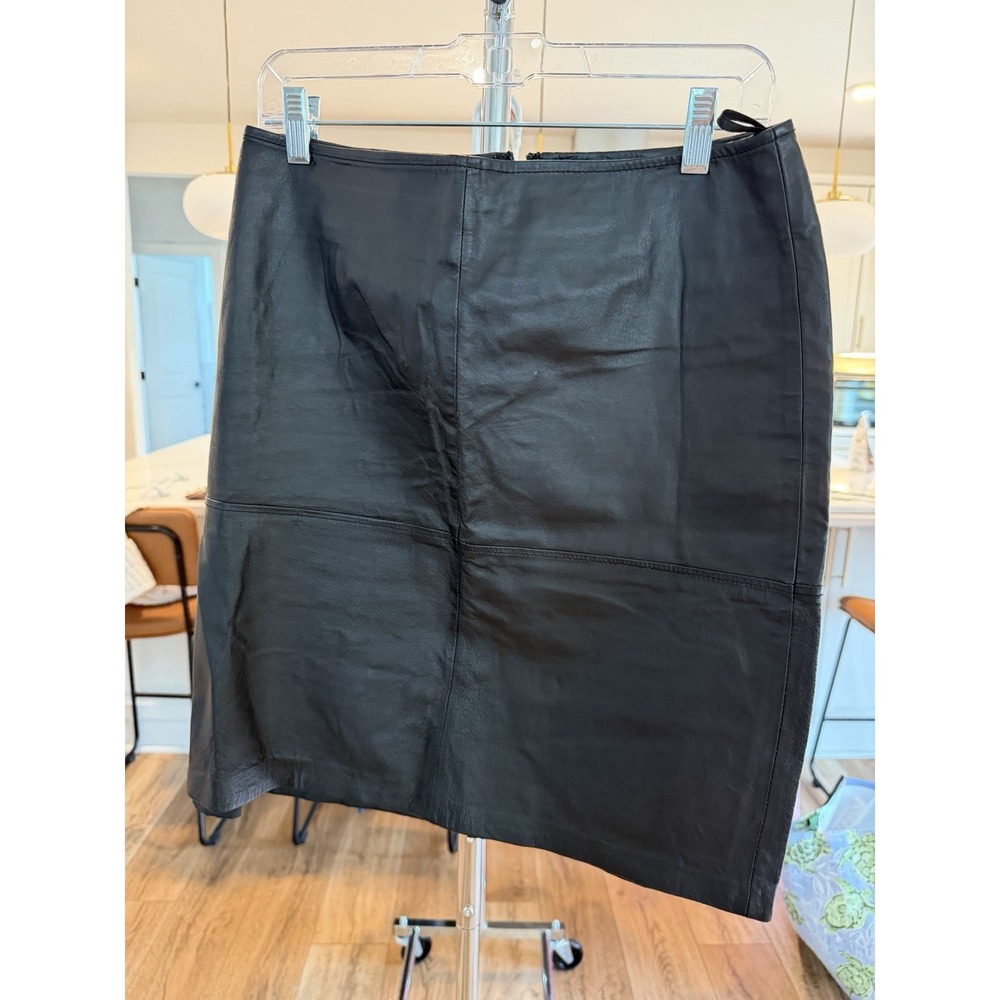 Newport News Pencil Skirt Women 10 Black NWT Leather Reptile Zip U2625 Vintage